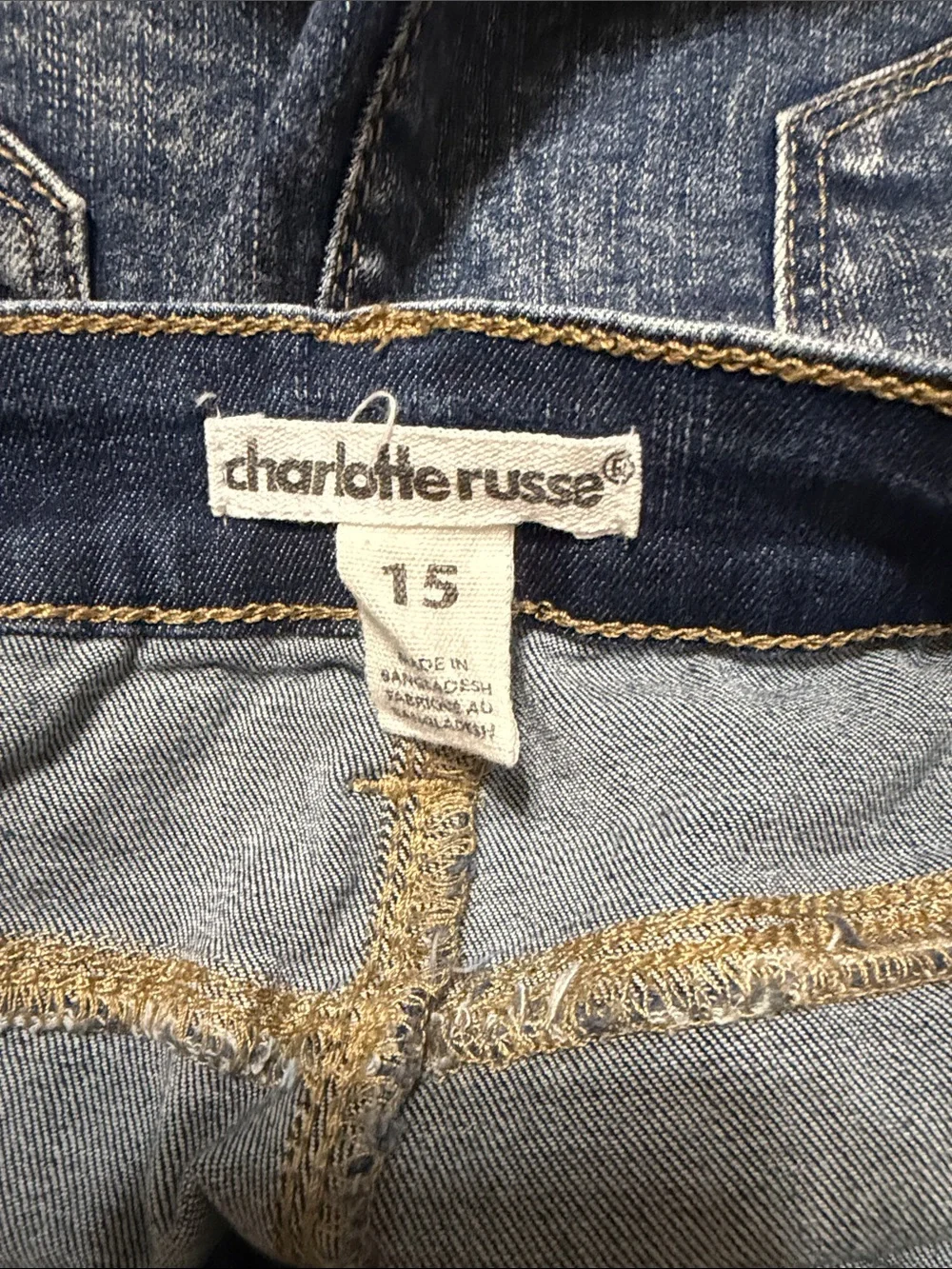 Charlotte Russe Dark Blue Distressed Denim Cutoff Shorts
